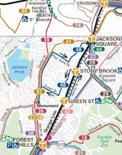 MBTA map of existing bus routes